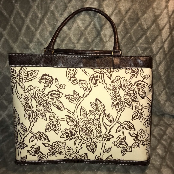 Estée Lauder tote, with brown flower design - Picture 1 of 6